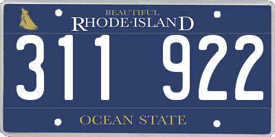 RI license plate 311922