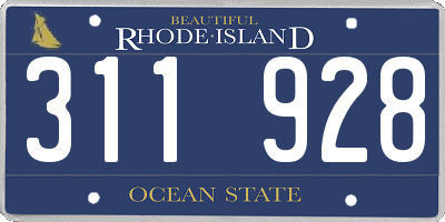 RI license plate 311928