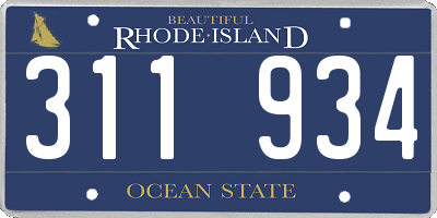 RI license plate 311934