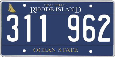 RI license plate 311962