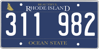 RI license plate 311982