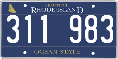 RI license plate 311983