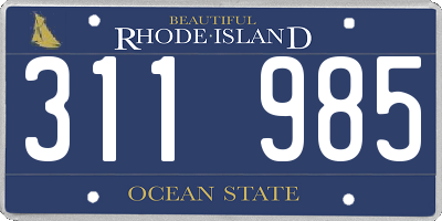 RI license plate 311985