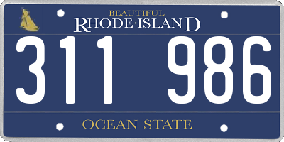 RI license plate 311986