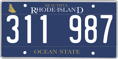 RI license plate 311987
