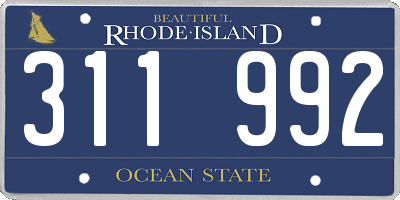 RI license plate 311992