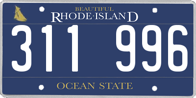 RI license plate 311996