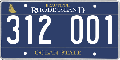 RI license plate 312001