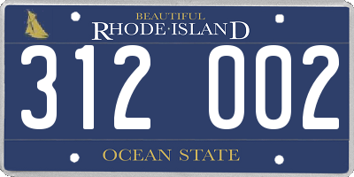 RI license plate 312002