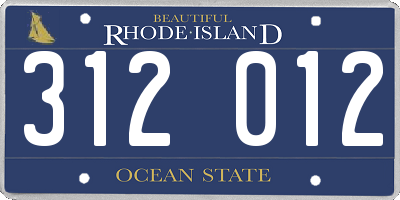 RI license plate 312012