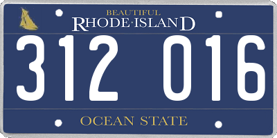 RI license plate 312016