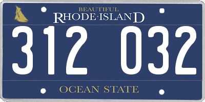 RI license plate 312032