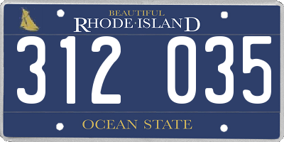 RI license plate 312035