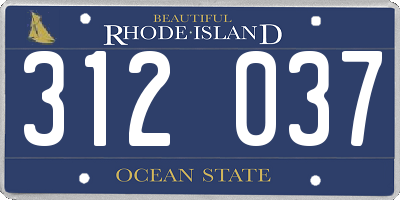 RI license plate 312037
