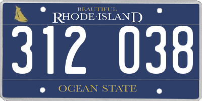 RI license plate 312038