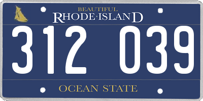 RI license plate 312039