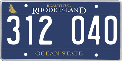 RI license plate 312040