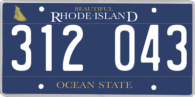RI license plate 312043