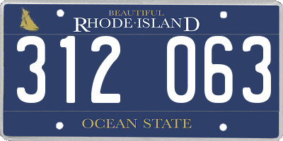 RI license plate 312063