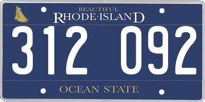 RI license plate 312092