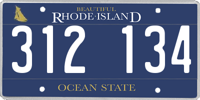 RI license plate 312134