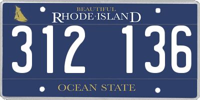 RI license plate 312136