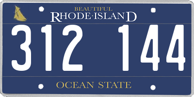 RI license plate 312144