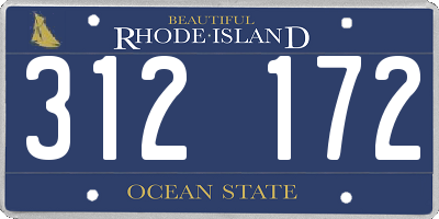 RI license plate 312172