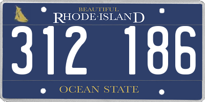 RI license plate 312186