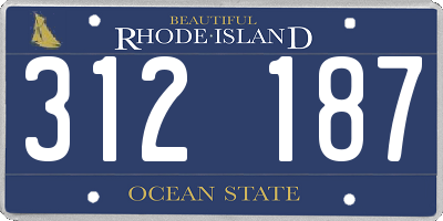 RI license plate 312187