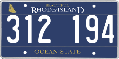 RI license plate 312194