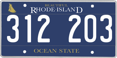RI license plate 312203