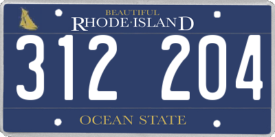 RI license plate 312204