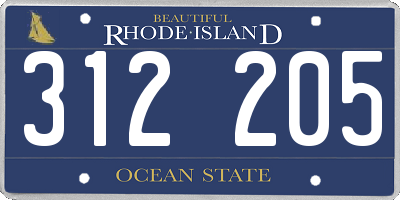 RI license plate 312205