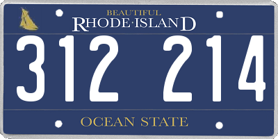 RI license plate 312214
