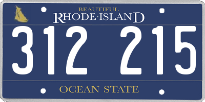 RI license plate 312215