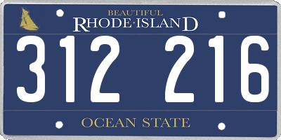 RI license plate 312216