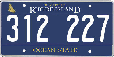 RI license plate 312227