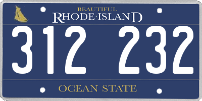 RI license plate 312232