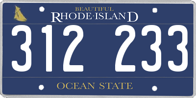 RI license plate 312233