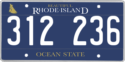 RI license plate 312236