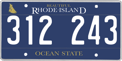 RI license plate 312243