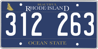 RI license plate 312263