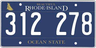 RI license plate 312278