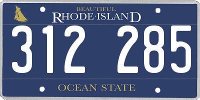 RI license plate 312285