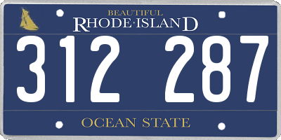 RI license plate 312287