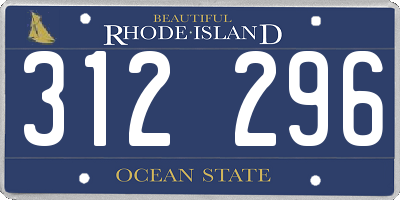 RI license plate 312296