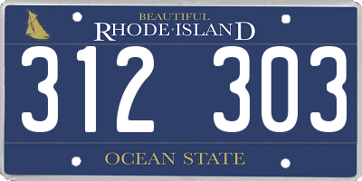 RI license plate 312303