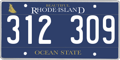 RI license plate 312309