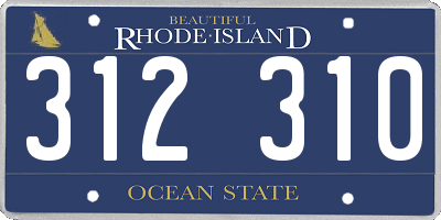 RI license plate 312310
